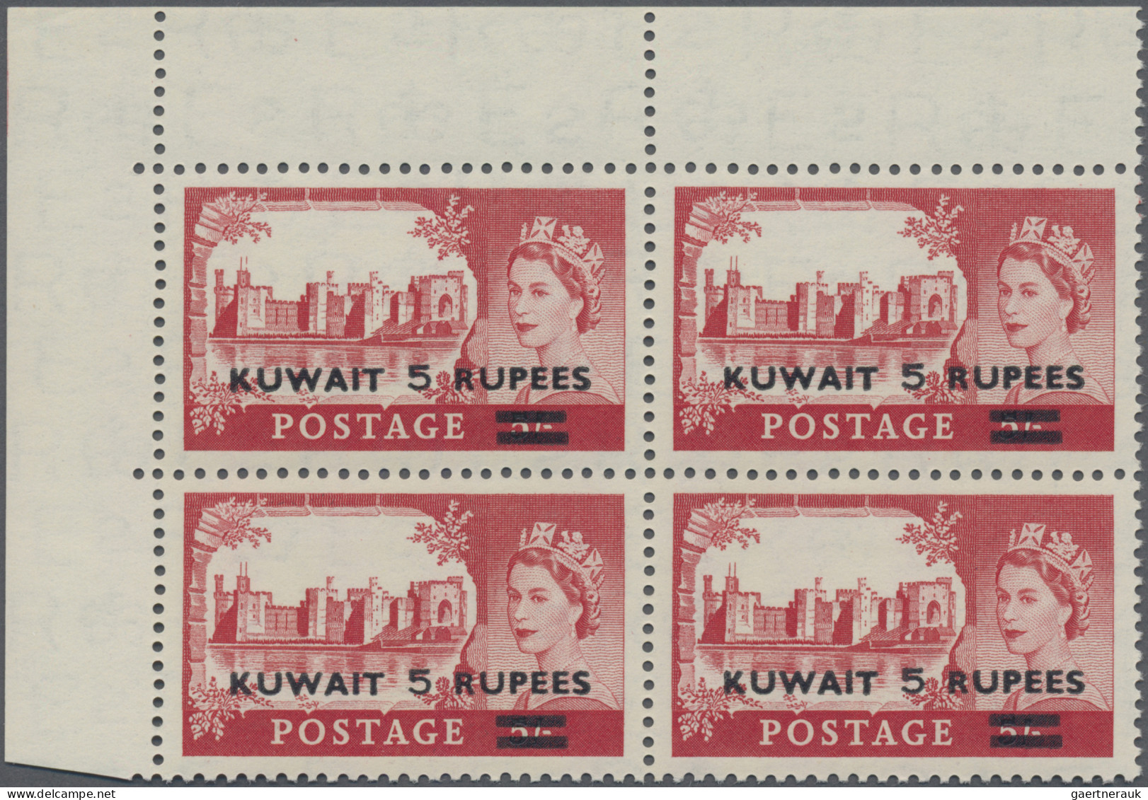 Kuwait: 1957 'Castle' Set Of Three (2r. On 2s.6d., 5r. On 5s. And 10r. On 10s.) - Koweït