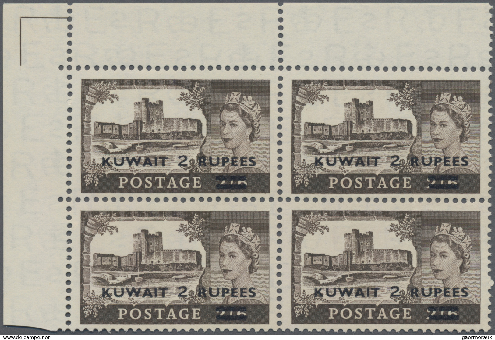 Kuwait: 1957 'Castle' Set Of Three (2r. On 2s.6d., 5r. On 5s. And 10r. On 10s.) - Koeweit