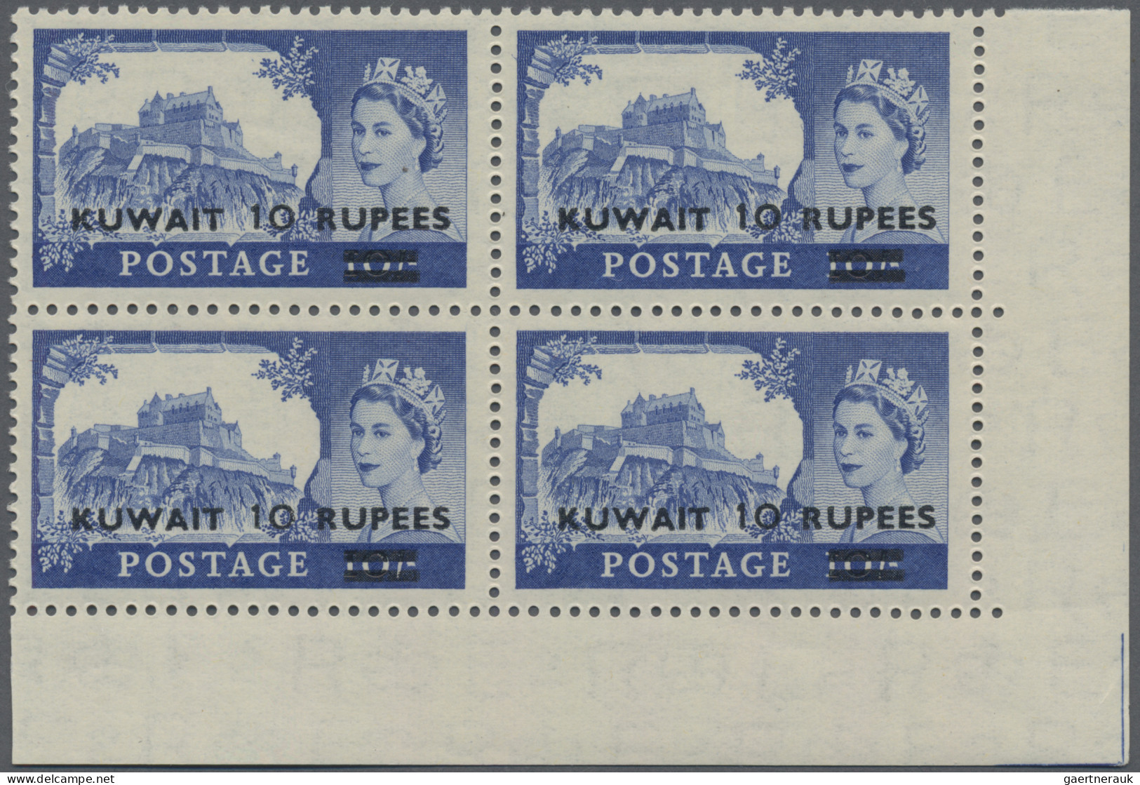 Kuwait: 1957 'Castle' Set Of Three (2r. On 2s.6d., 5r. On 5s. And 10r. On 10s.) - Kuwait