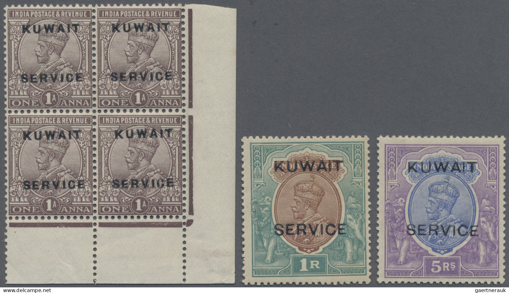 Kuwait: 1923-24 Officials With Variety "Overprint Double, One Albino" On 1a. Cho - Koweït