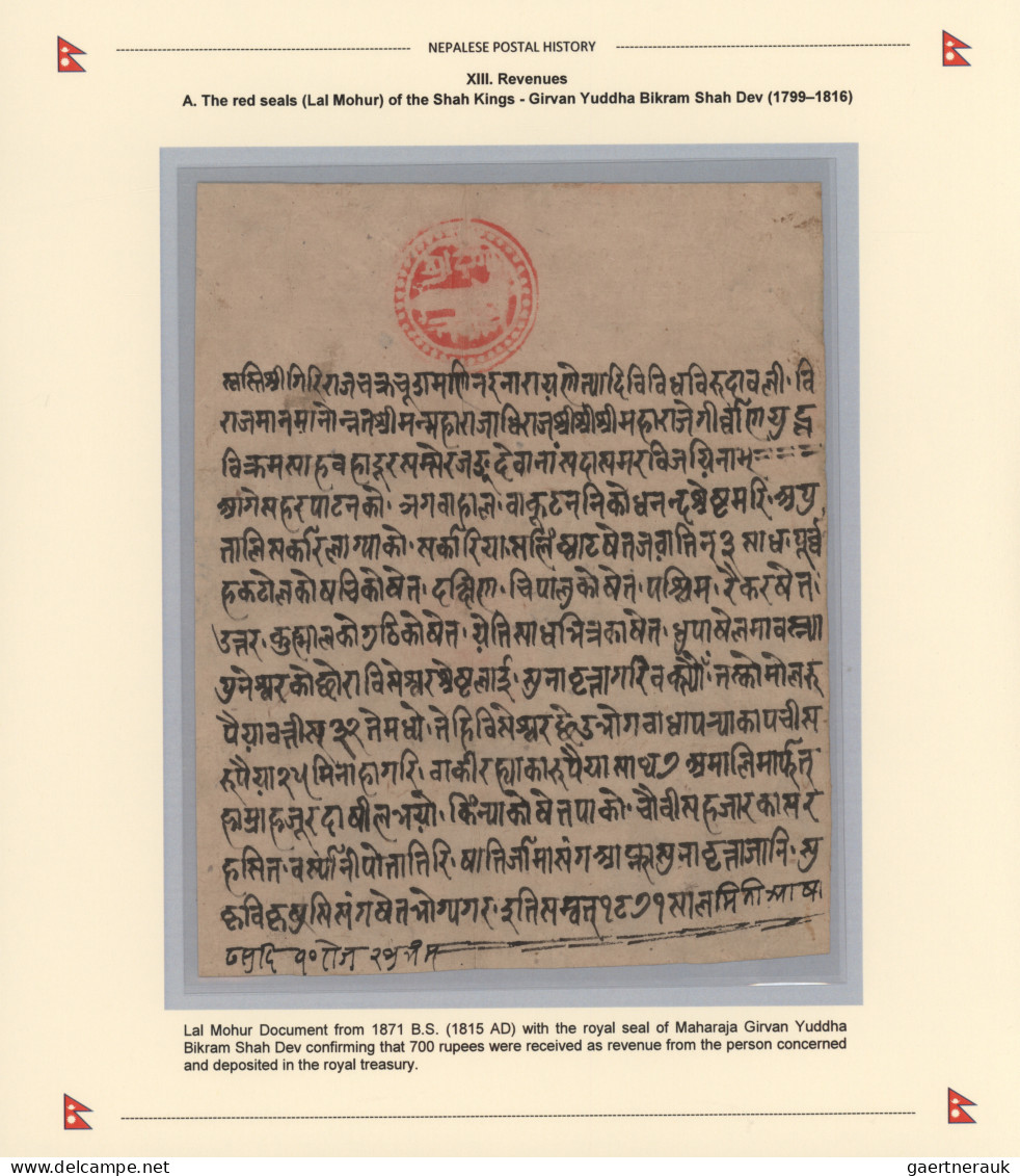 Nepal: 1815, Red Seal (Lal Mohur) Document Dated B.S. 1871 With The Seal Of Maha - Nepal