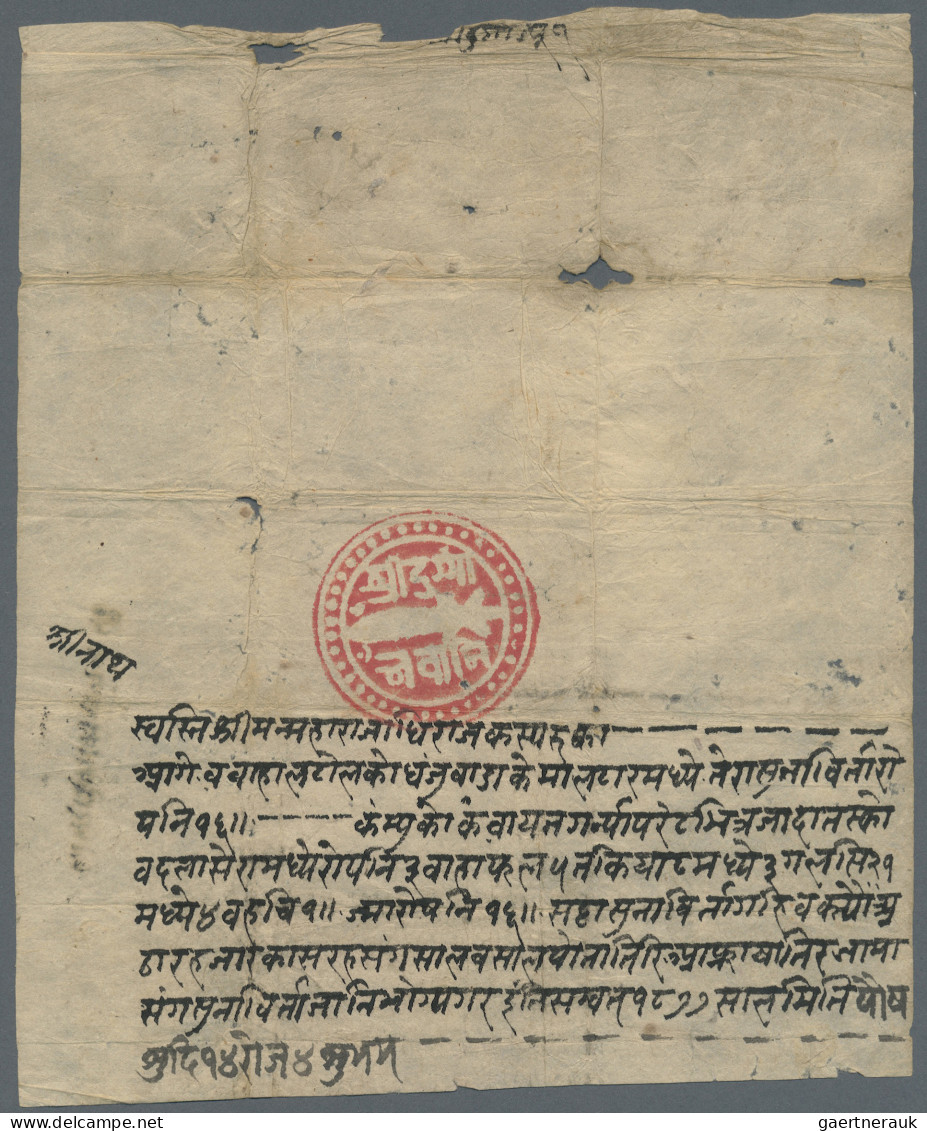 Nepal: 1819 (Sambat 1877/9/14/4), Nepal Prephilatelic Official Documents - "RED - Nepal