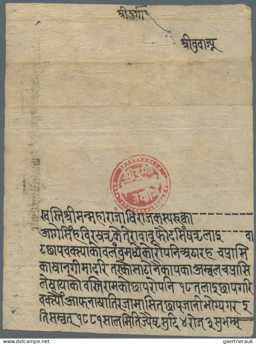 Nepal: 1824, Mai AD (B.S. 1881, Jestha 4. Thuesday), RUKKA RED SEAL DOCUMENT Bea - Népal