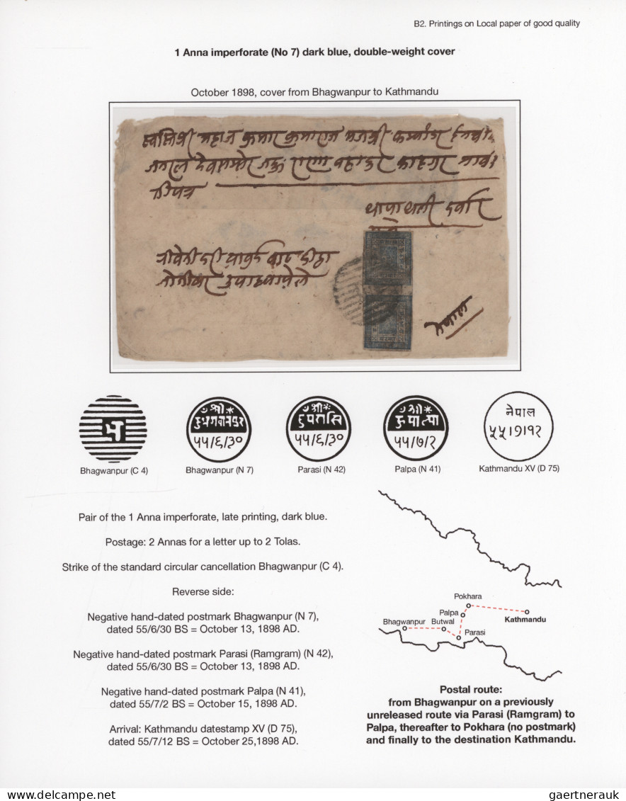 Nepal: 1898 Double-weight Cover From Bhagwanpur To Kathmandu Via Parasi And Palp - Népal