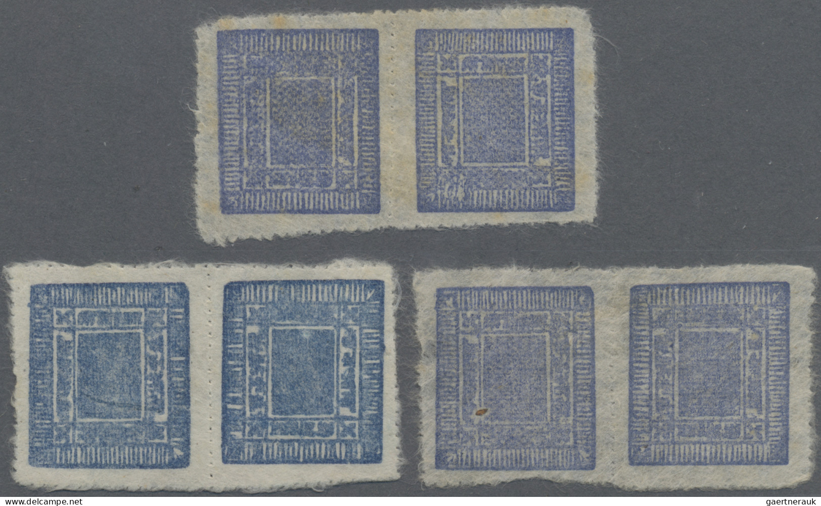 Nepal: 1901-07 Recut Frame: Three Tête-bêche Pairs In Different Colour Shades Of - Népal