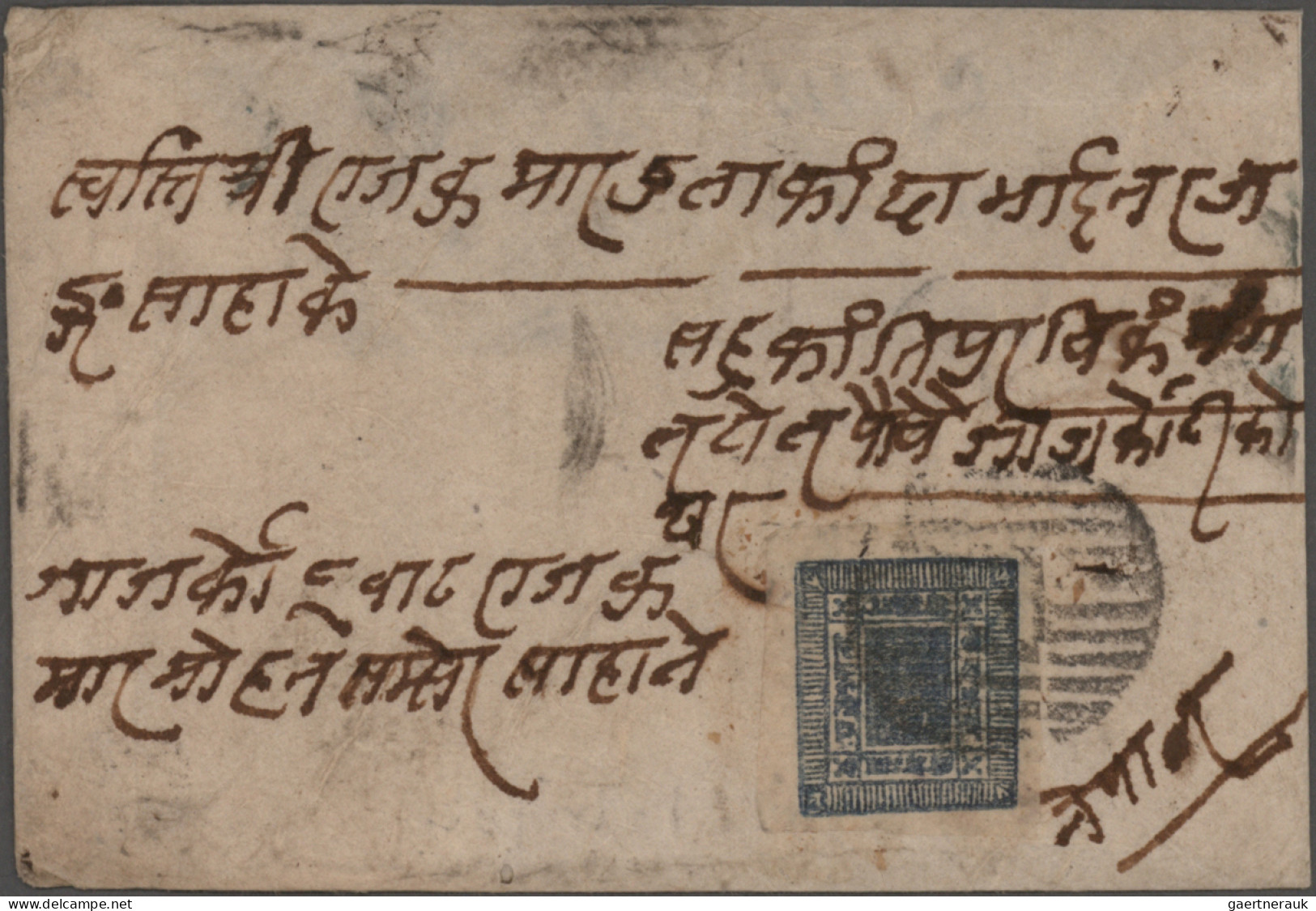 Nepal: 1903, 1 A. Blue Canc. "Dang Salyan"(Hellrigl C20 / Shresta D37) W. On Rev - Népal