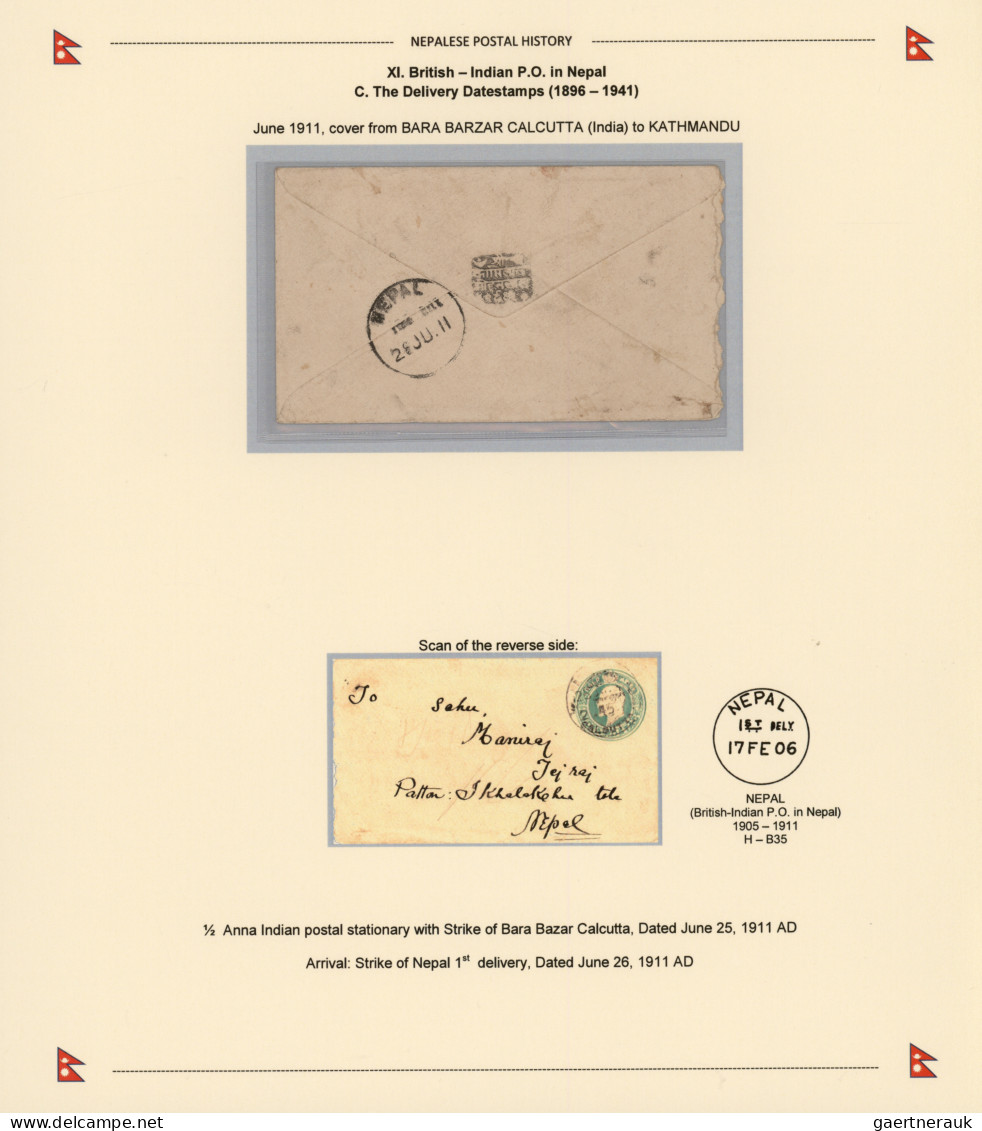 Nepal: 1903/13, Group Of Delivery Datestamps (6) Of "NEPAL" Single Circle On Doc - Nepal