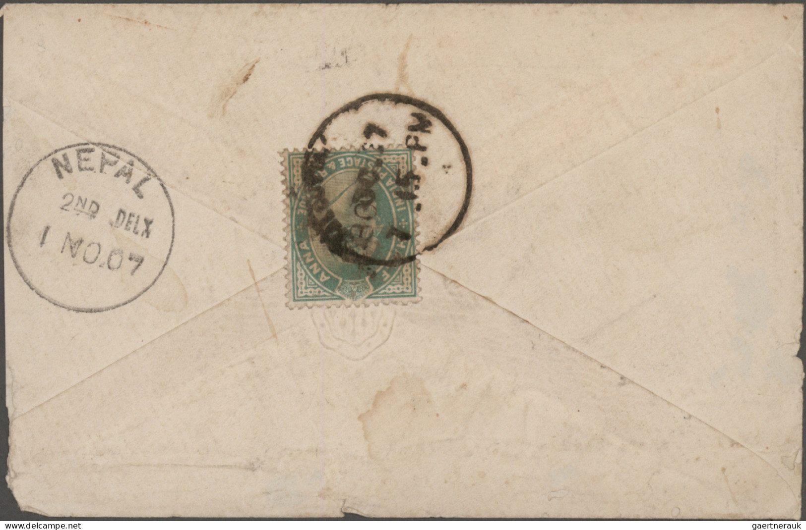 Nepal: 1903/13, Group Of Delivery Datestamps (6) Of "NEPAL" Single Circle On Doc - Népal