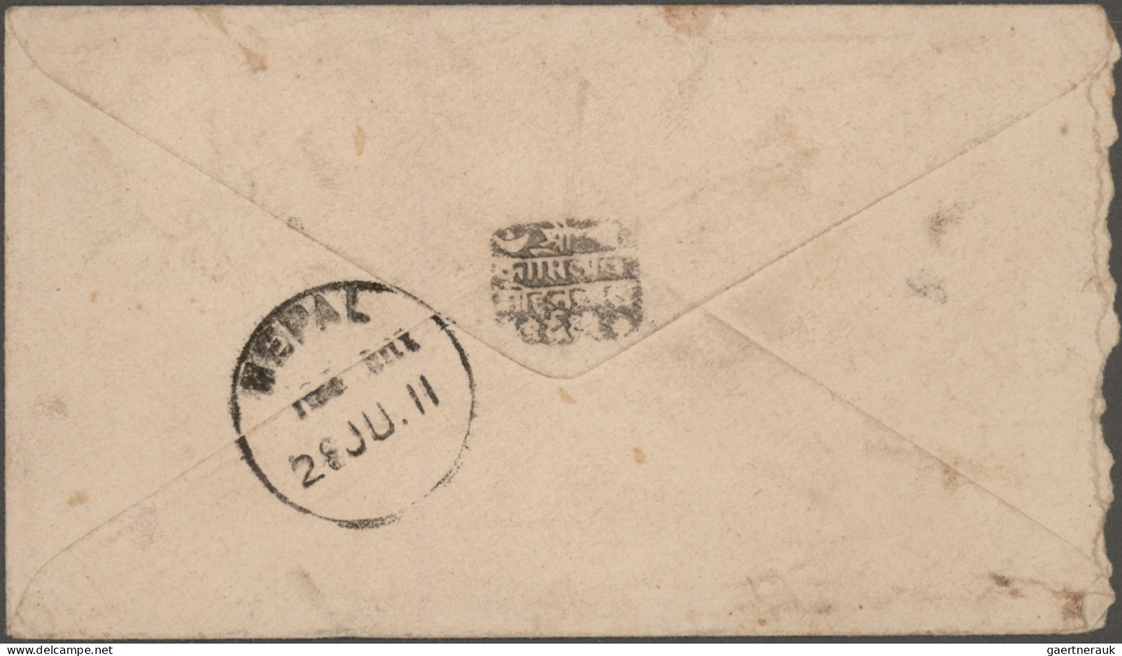 Nepal: 1903/13, group of delivery datestamps (6) of "NEPAL" single circle on doc