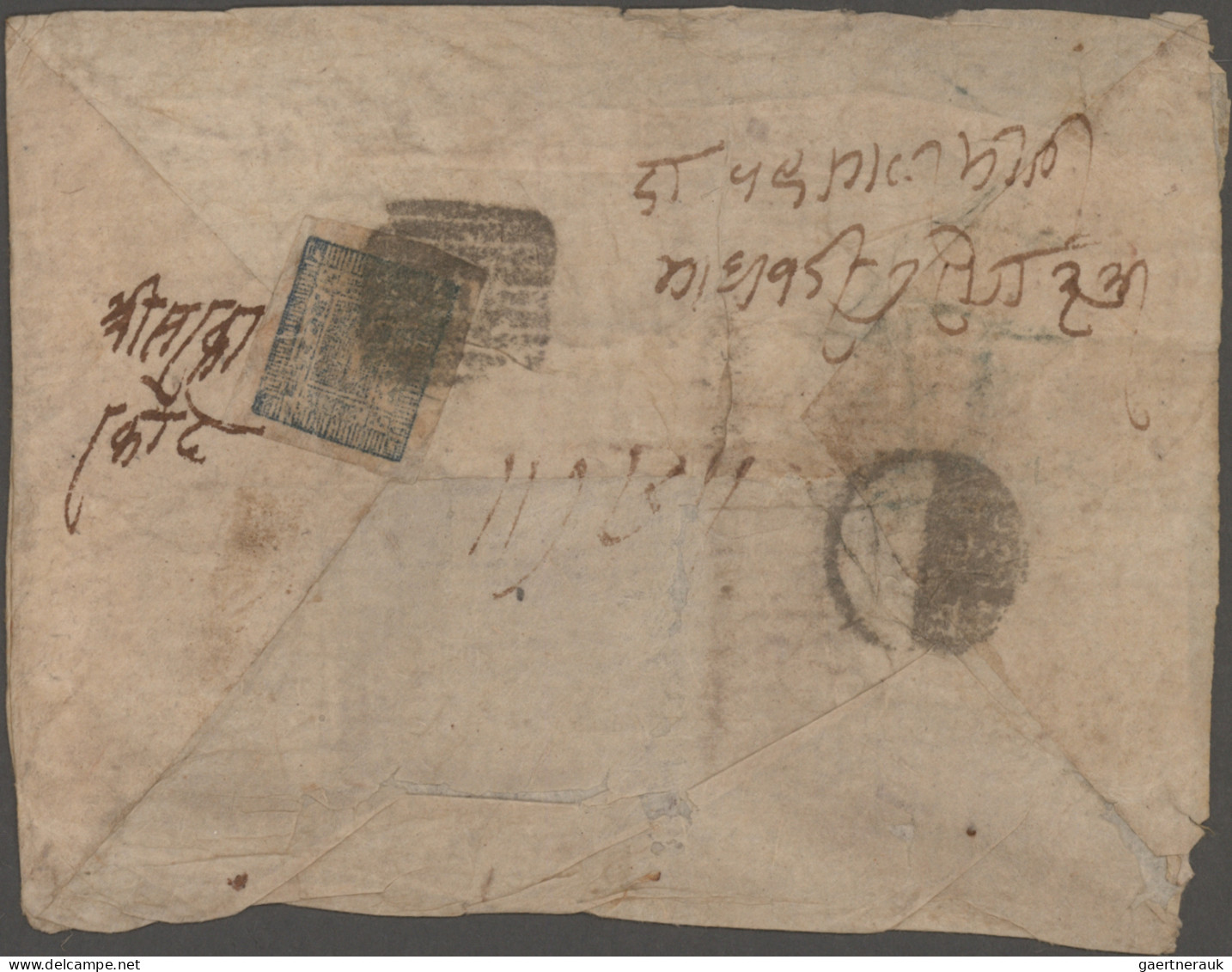 Nepal: 1903, 1 A. Dark Blue (recut Plate, H27) Canc. Negative "Palpa" (Hellrigl - Nepal