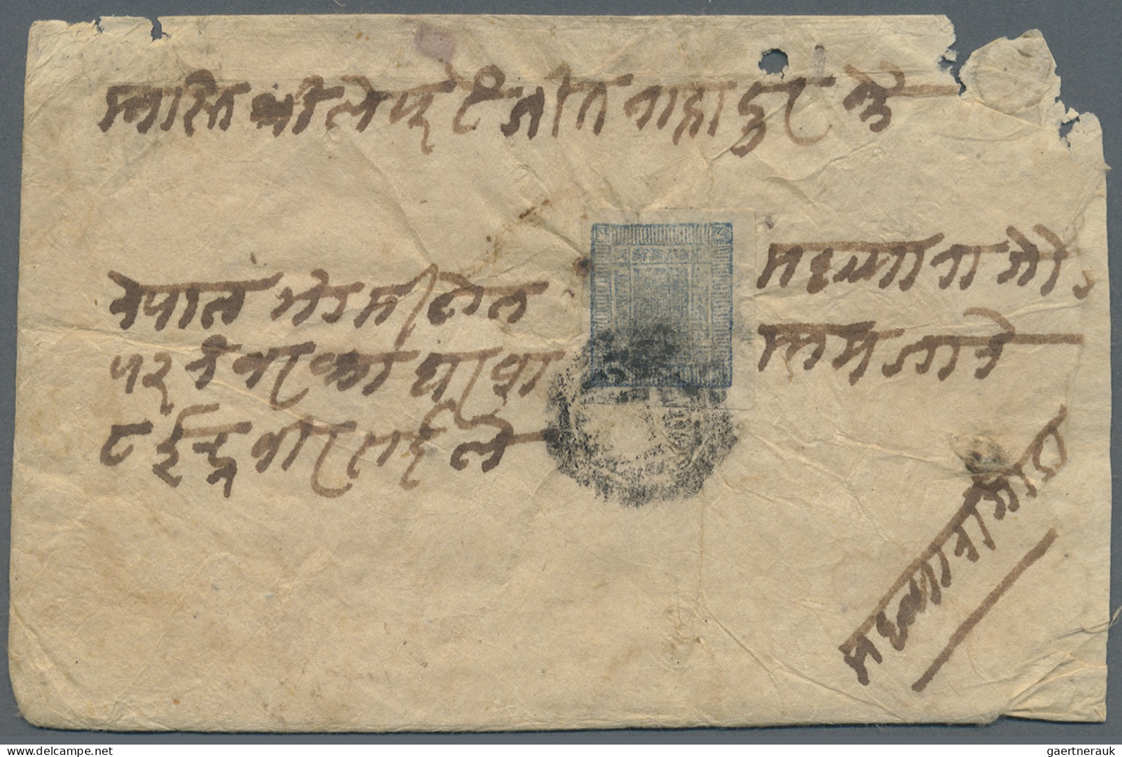 Nepal: 1904, ( Bikram Sabat: 1960/5/13 - 27.July 1904), One Anna Grey-blue Later - Nepal