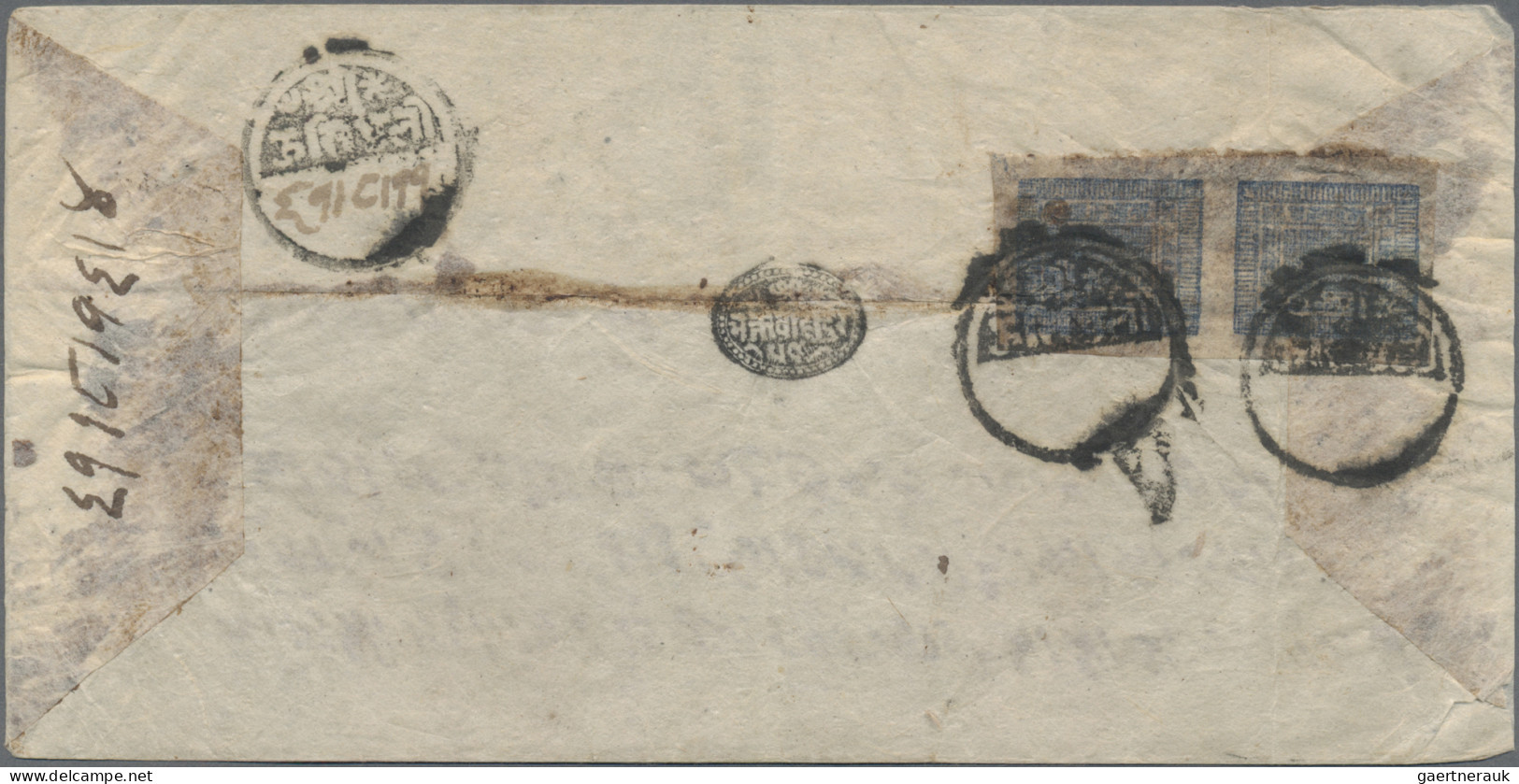 Nepal: 1904 Double-weight Cover From Sindhuli To Kathmandu Franked By 1a. Blue V - Nepal