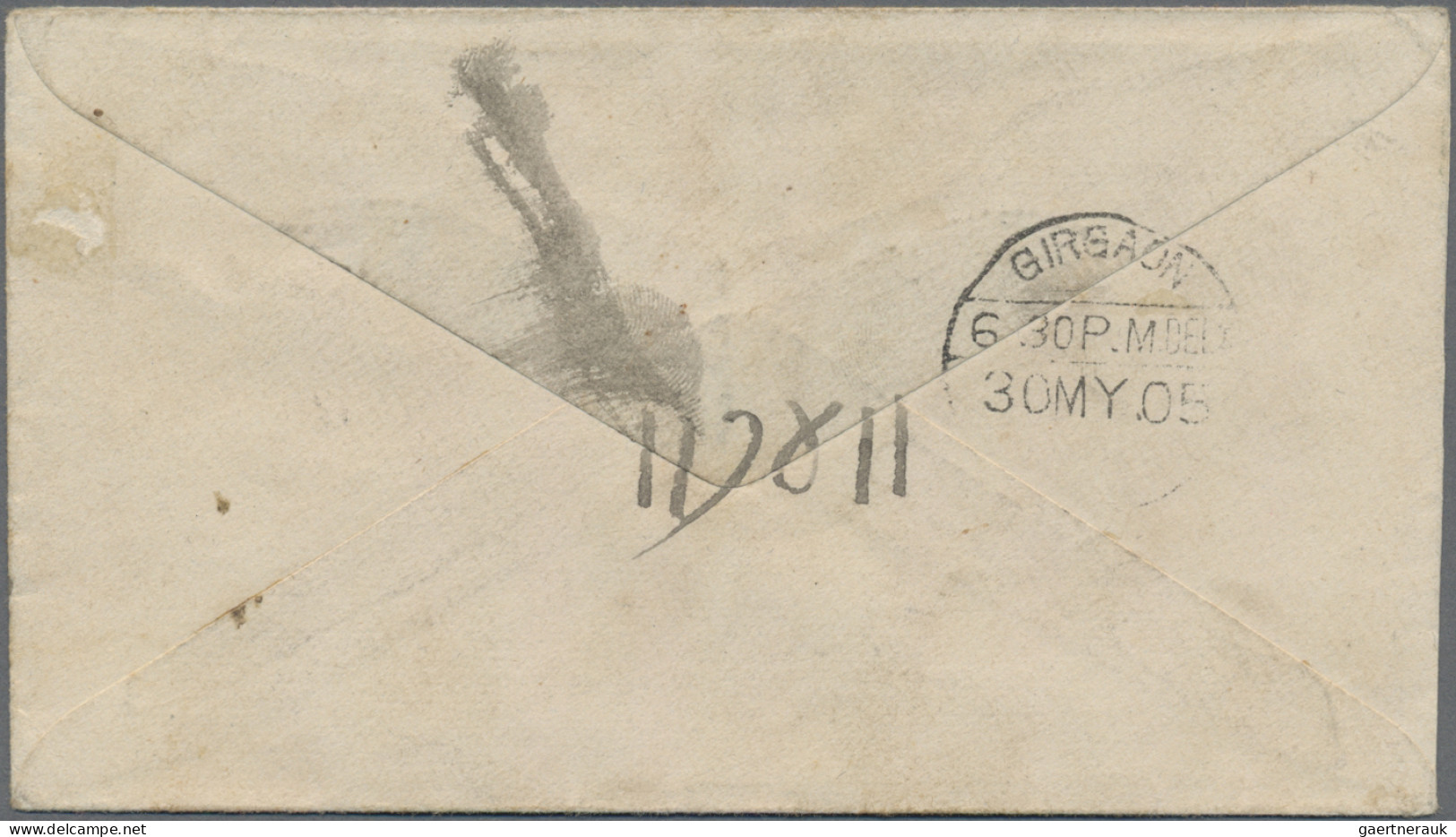 Nepal: 1905 Two Postal Stationery Envelopes KEVII. ½a. Green Used From Kathmandu - Népal