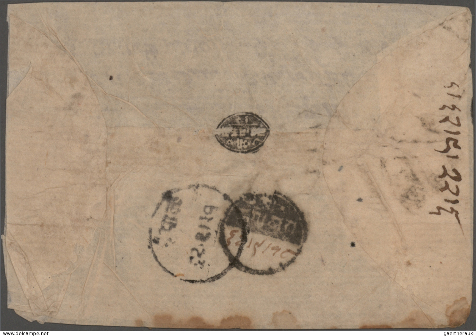 Nepal: 1906, 1 A. Dark Blue (recut Plate, H27) Canc. Negative "Pokhara" (Hellrig - Nepal