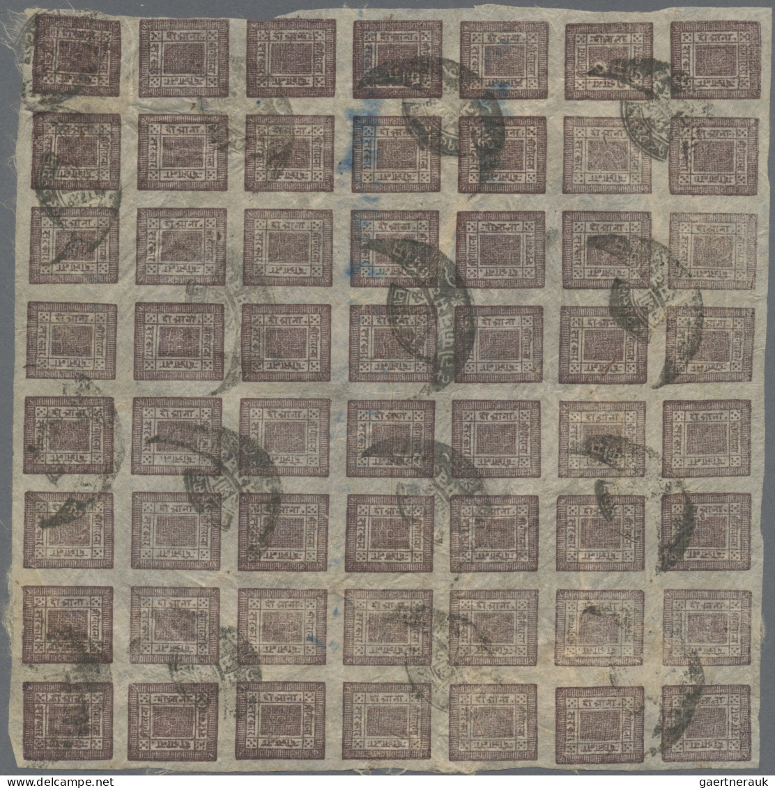 Nepal: 1917-19, 2 Annas Brown-purple, Setting 23, Cpl. Sheet Of 54 Cliches, Tête - Nepal