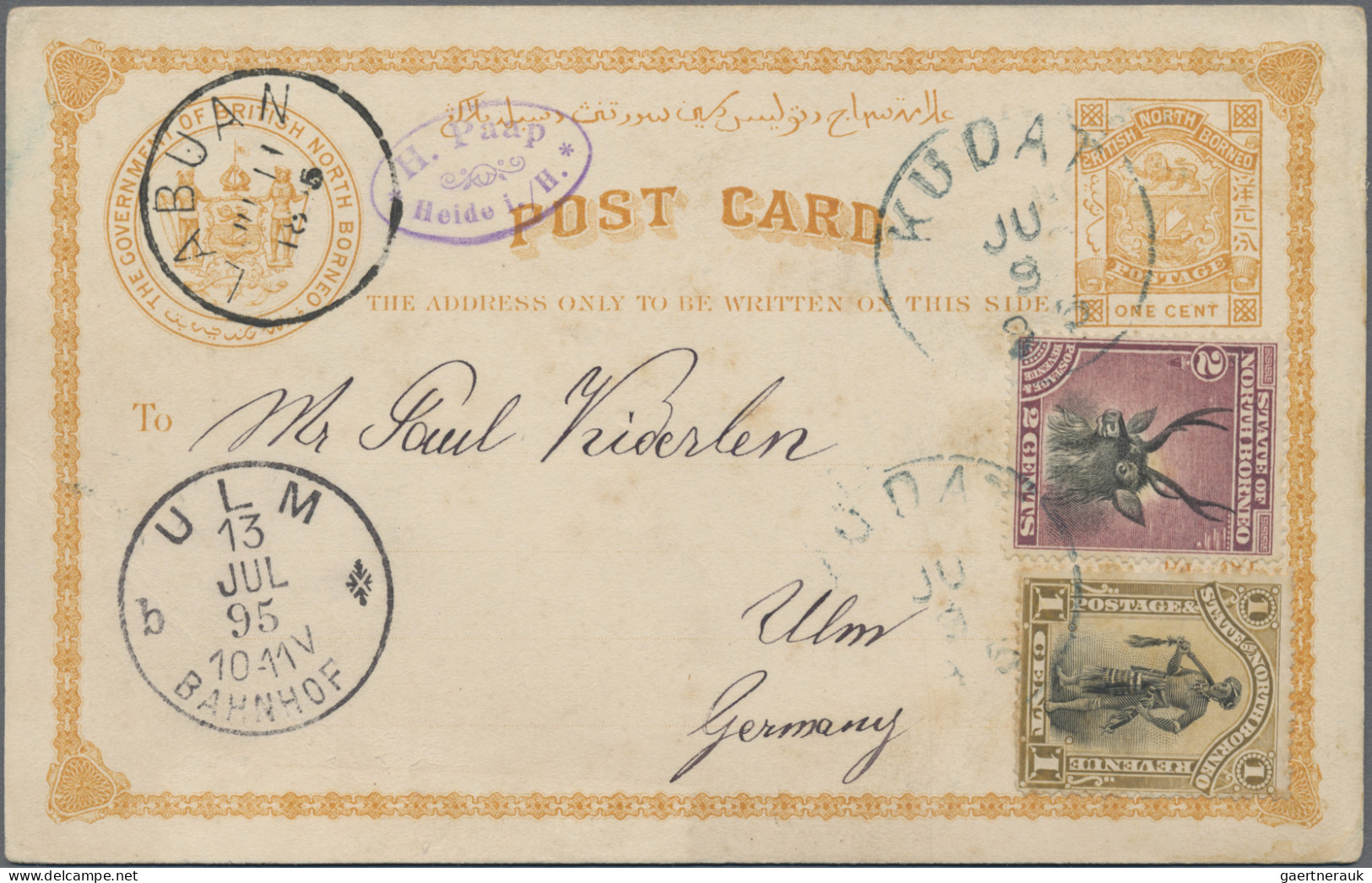 North Borneo - Postal Stationery: 1890 Postal Stationery Card 1c. Orange Used Fr - Asia (Other)