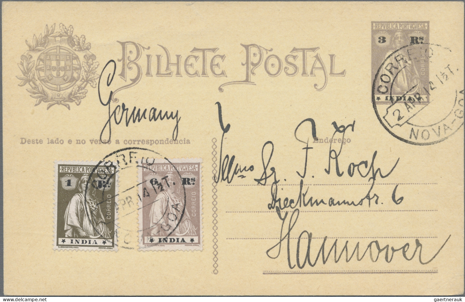 Portugese India - Postal Stationery: 1895, Group Of Five Stationery Cards Used, - Portugees-Indië