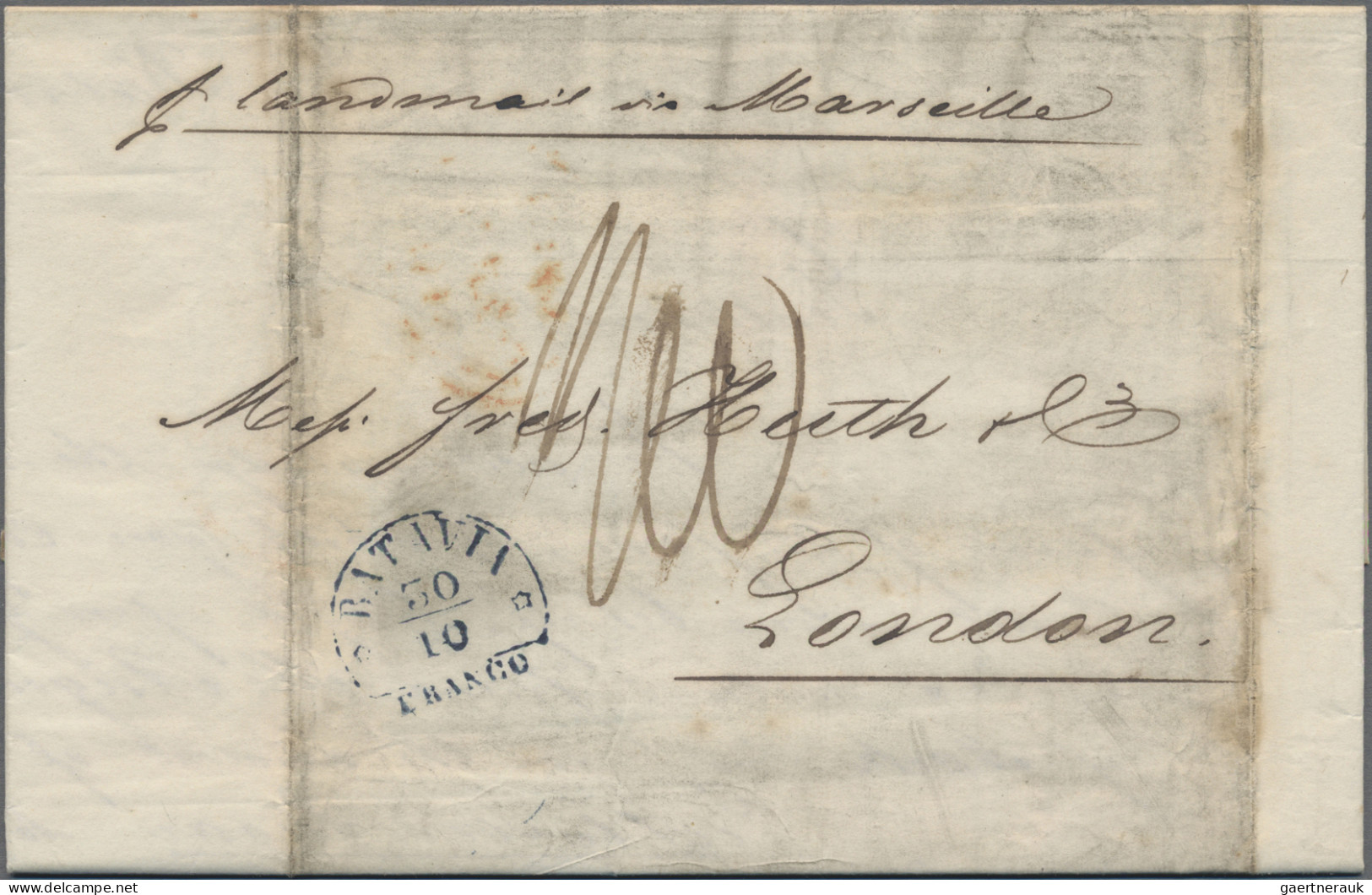 Singapore: 1849, Framed "Singapore Bearing" On Reverse Of Entire Folded Letter B - Singapore (...-1959)