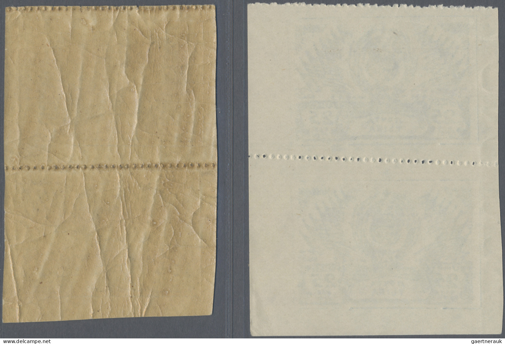 Tuva: 1943 Set Of Six Unused/mint PAIRS Including 25k. Black, 25k. Greyish Blue, - Touva