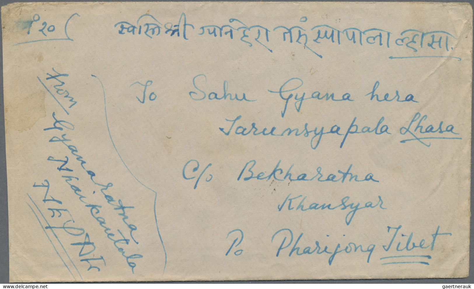 Tibet: 1925/48, Three Incoming Covers From India/Nepal (2) Resp. Nepal With Arri - Andere-Azië