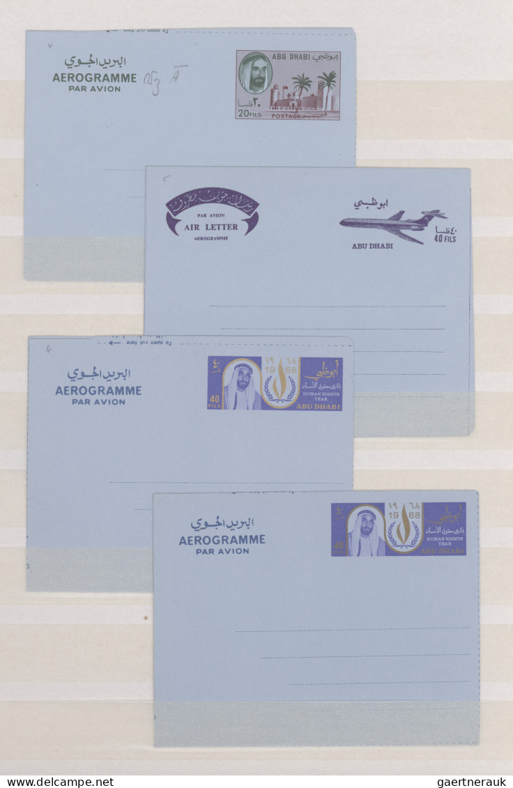 Abu Dhabi: 1964/1971, Collection Of 32 Unused Air Letter Sheets Incl. Types. - Abu Dhabi