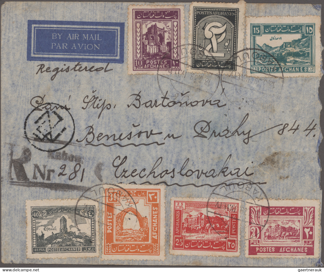 Afghanistan: 1927/1956 AIR MAIL: 18 interesting covers, postcards, picture postc