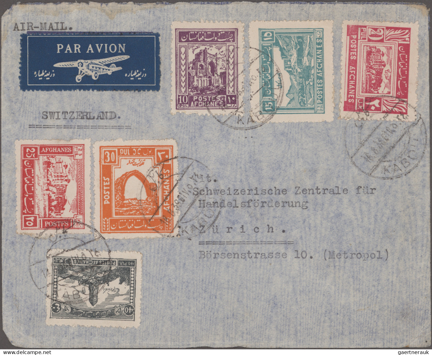 Afghanistan: 1927/1956 AIR MAIL: 18 interesting covers, postcards, picture postc