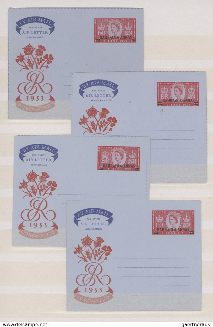 Bahrain - Postal Stationery: 1952/1974, Collection Of 56 Mainly Unused Air Lette - Bahreïn (1965-...)