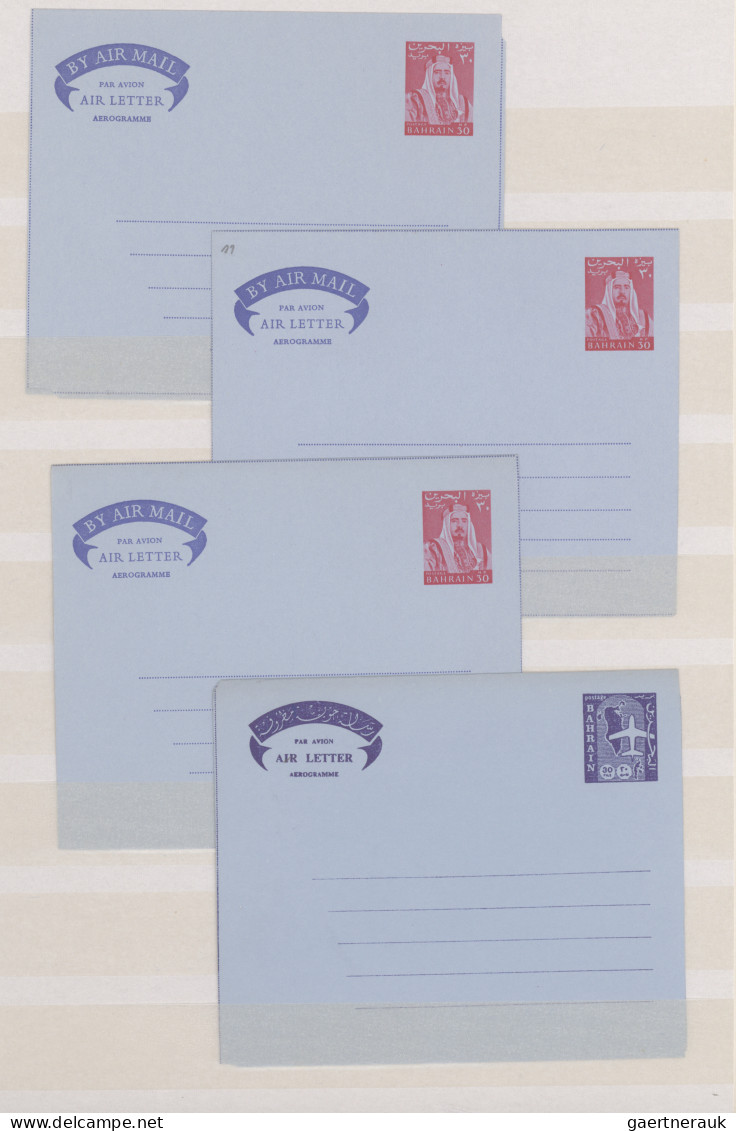Bahrain - postal stationery: 1952/1974, collection of 56 mainly unused air lette