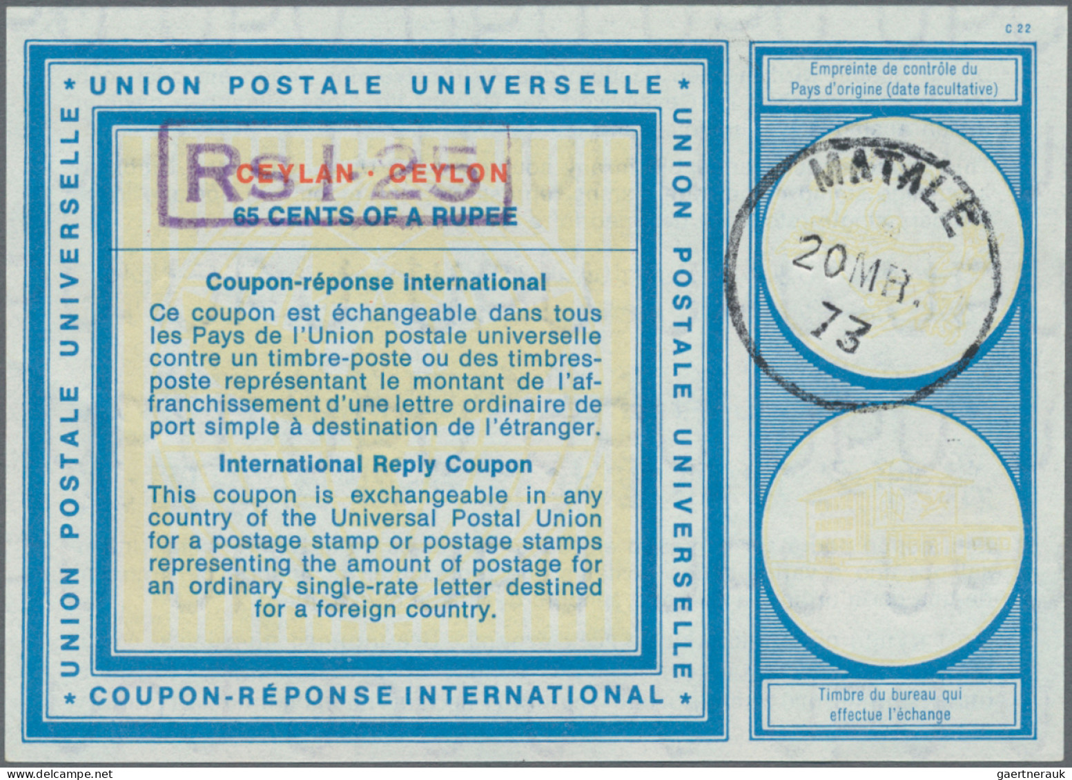 Ceylon - Postal Stationery: 1957/2023 Collection Of 15 Intern. Reply Coupons, Mi - Ceilán (...-1947)