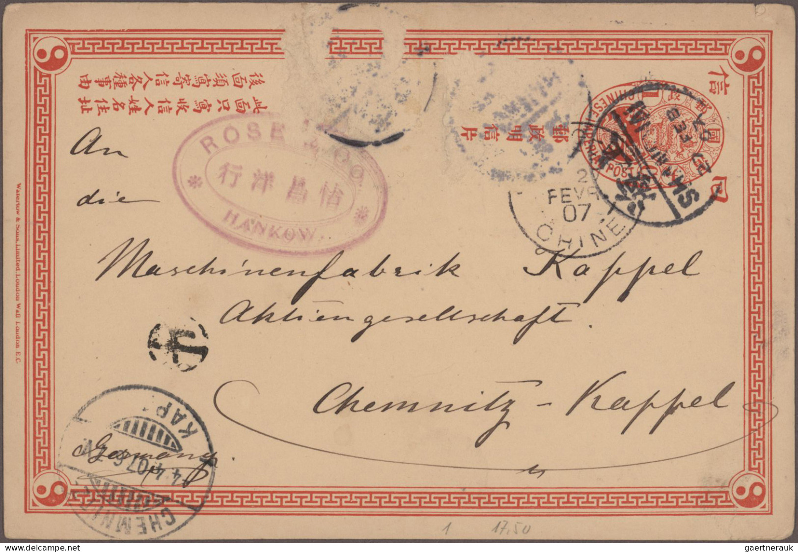 China: 1897/1943, Covers (4), Used Stationery (3), Picture Post Card (view Of Lo - 1912-1949 Republic