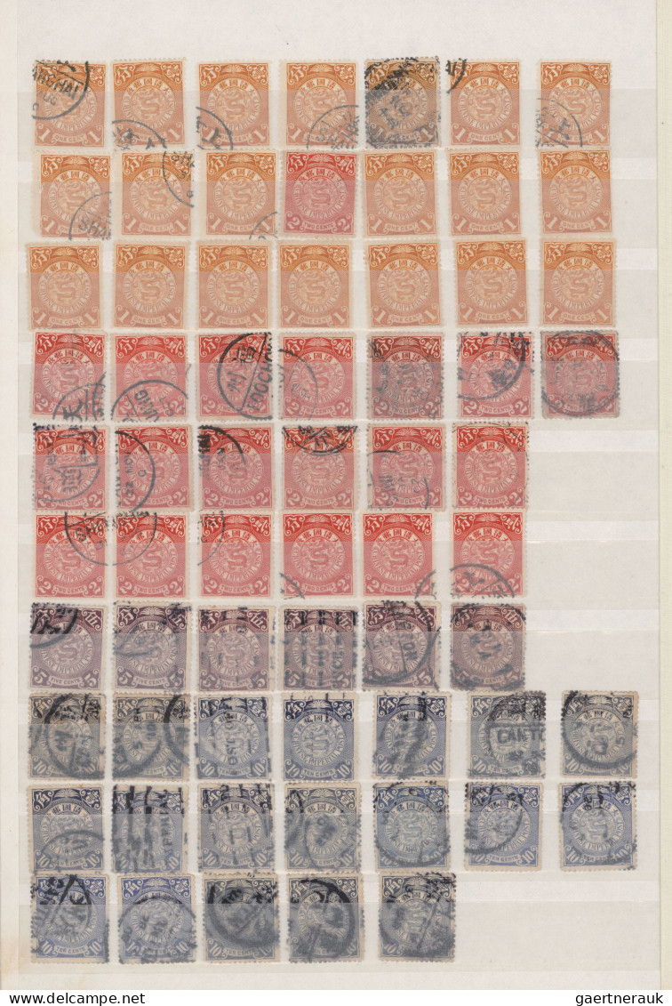 China: 1898/1912, Apprx. 490 Coiling Dragons Ec. Up To 30 C. Inc. Mounted Mint 1 - 1912-1949 Republiek