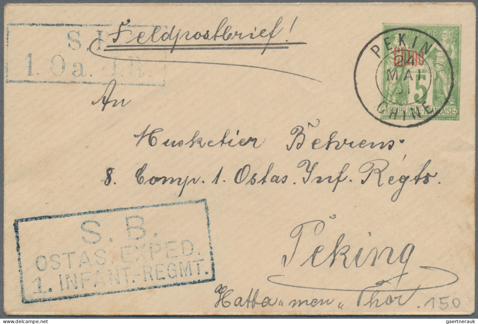 China: 1900/1944, Covers Of China (2, Registered/airmail), Manchuko (1944), Fren - 1912-1949 Repubblica