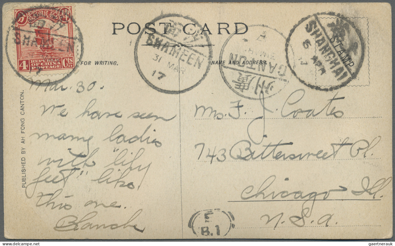 China: 1913/1946, Covers/used Ppc (13) Inc. Junk 4 C. Used Bisected "SHAMEEN" 19 - Storia Postale
