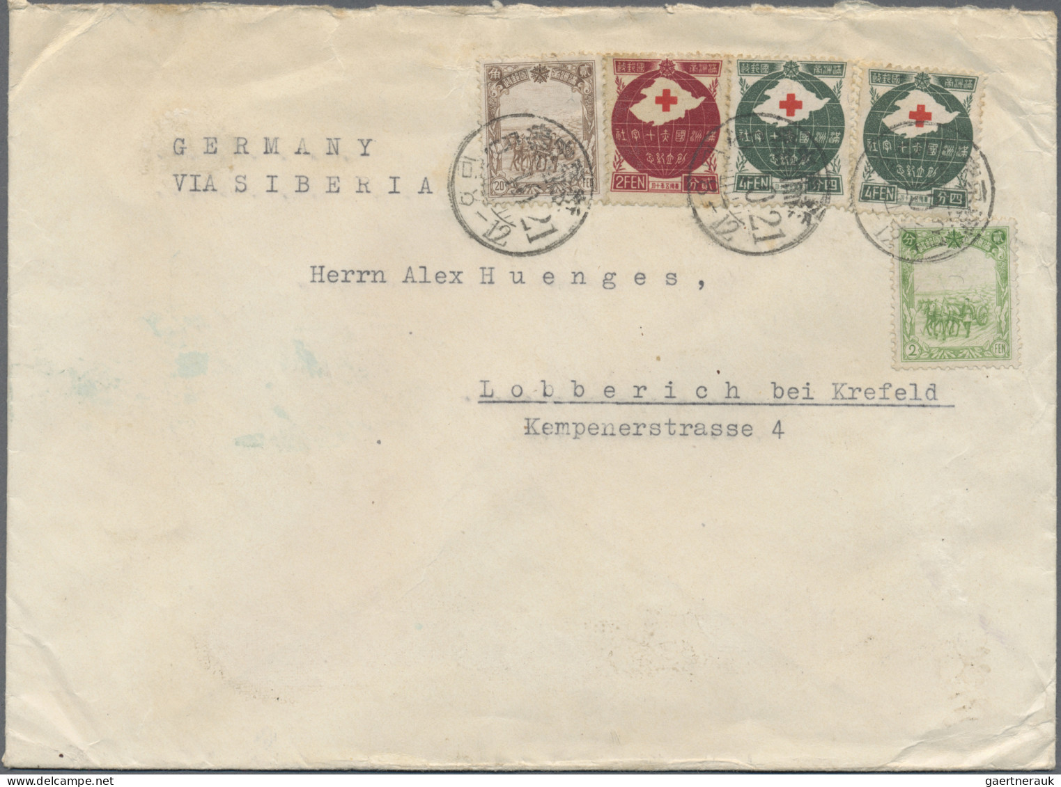 China: 1936/1948, Covers To Germany: From China (2), Manchoukuo (3), HK Postwar - Lettres & Documents