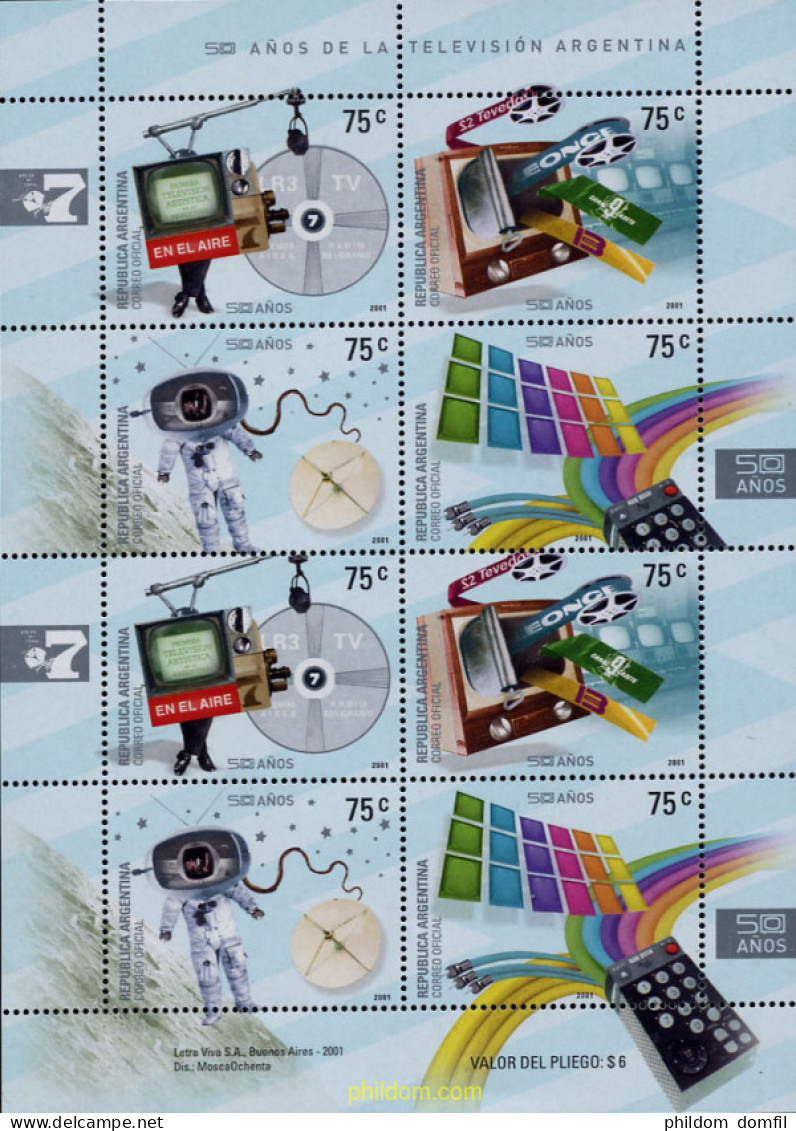 138316 MNH ARGENTINA 2001 50 AÑOS DE LA TELEVISION ARGENTINA - Ongebruikt