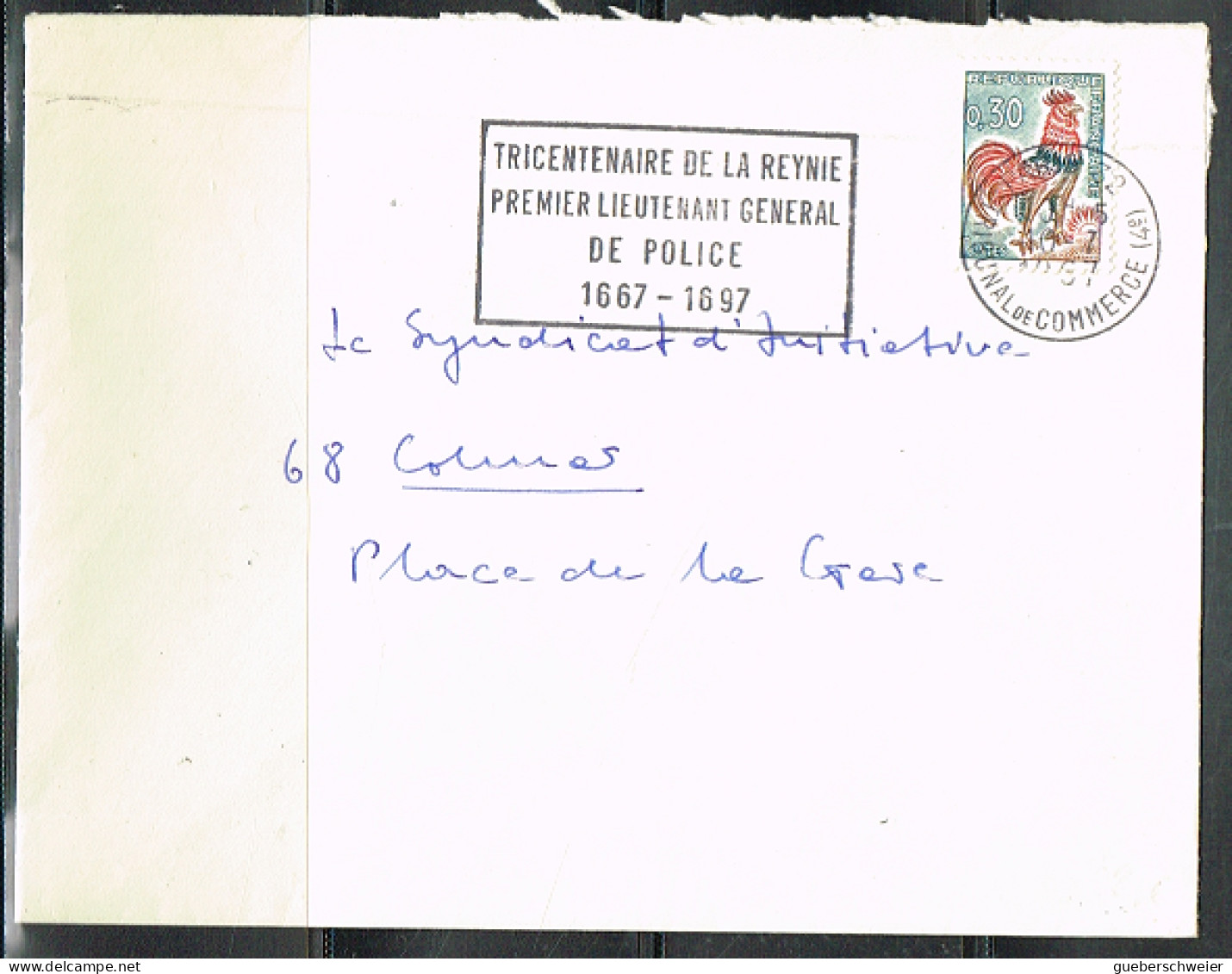 HC-L40 - FRANCE Flamme Sur Lettre Tricentenaire De La Reynie Premier Lieutenant Général De Police 1967 - Mechanical Postmarks (Advertisement)
