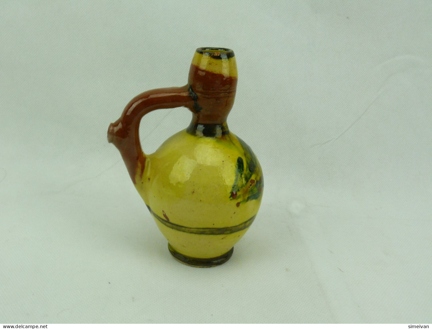 Vintage Pottery Pitcher Ceramic 15cm #2347 - Autres & Non Classés