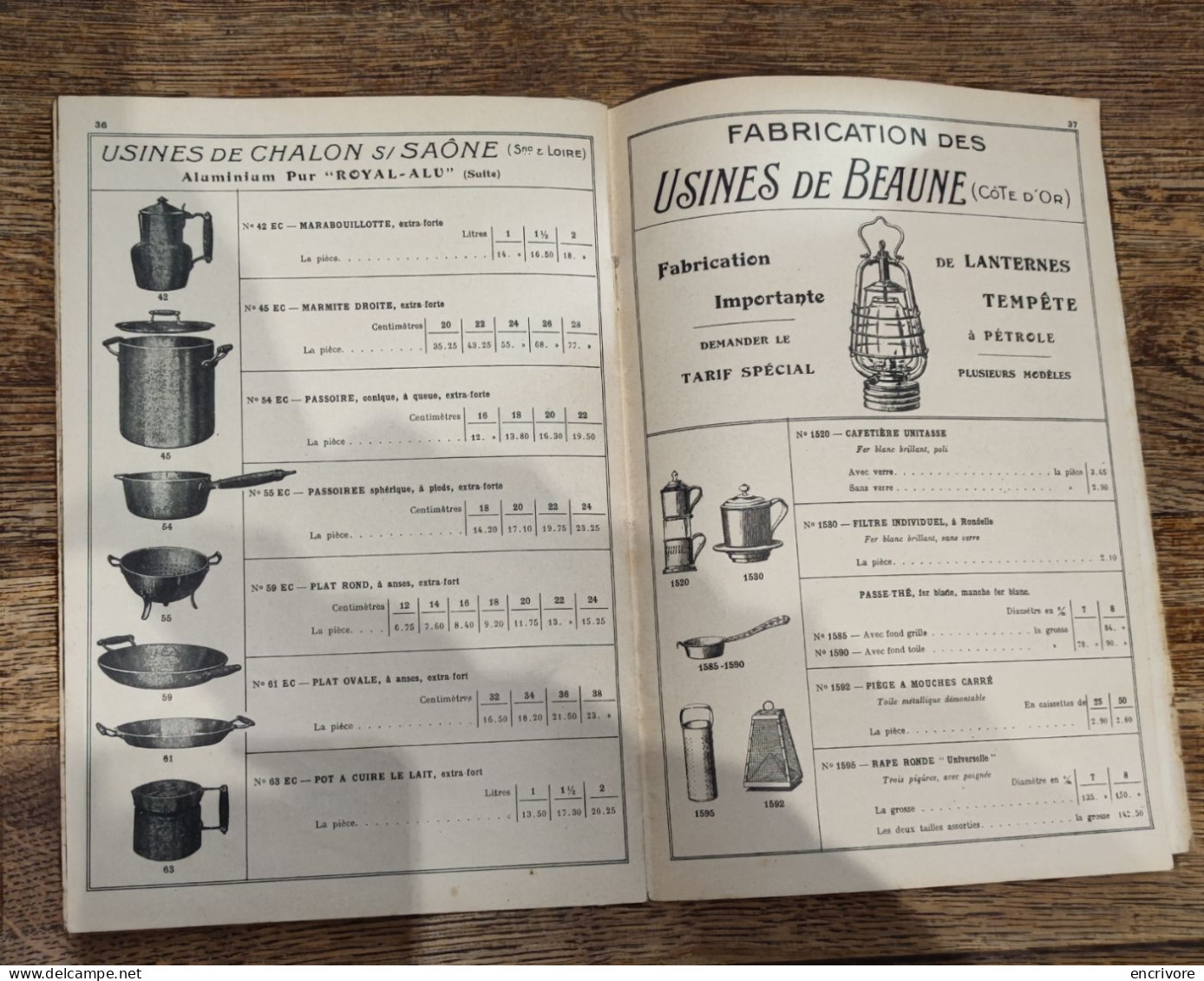 catalogue S.F.I. Société Industrielle Ferblanterie articles de ménage 1930 Solre le Château Chalon Beaune lanternes