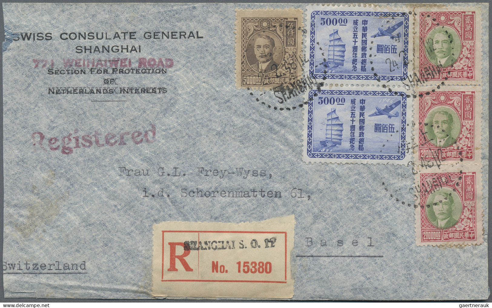 China: 1946/1948, 6 Interesting Airmail Covers Including 2 Missionary Covers Fro - Covers & Documents