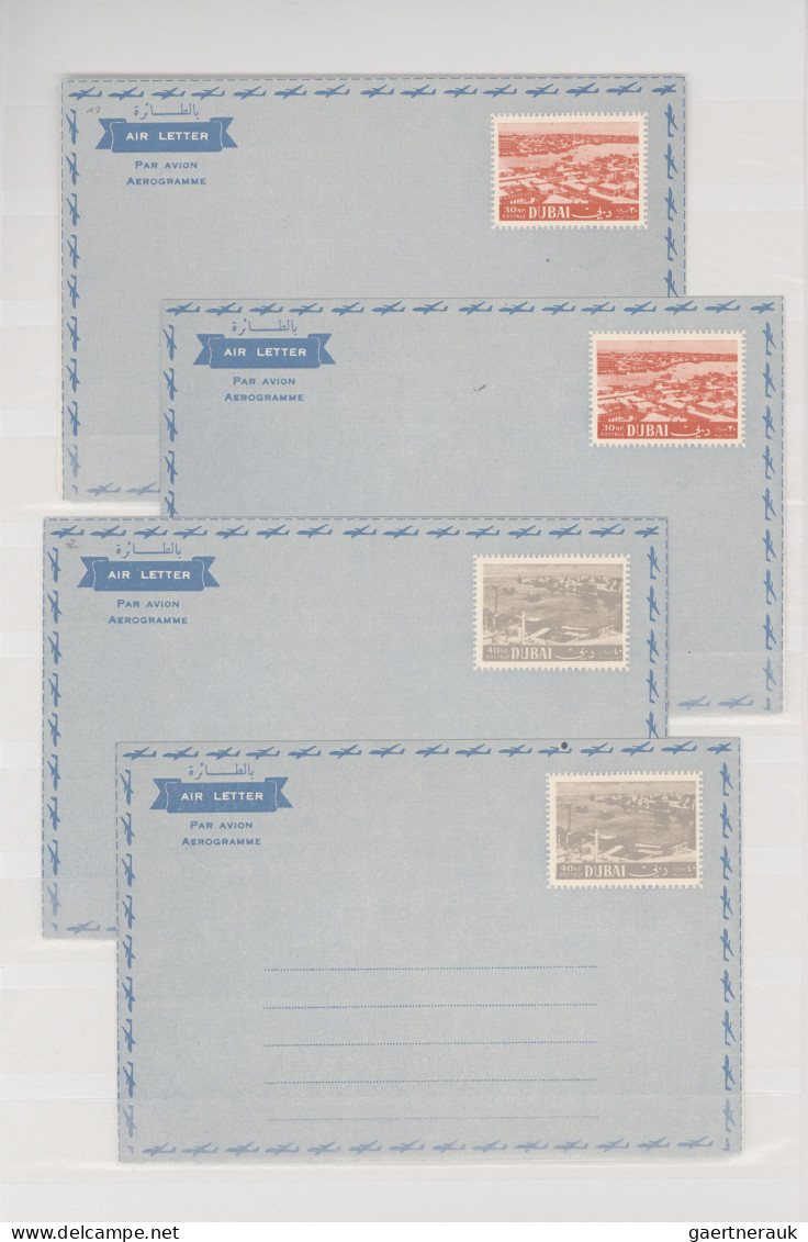 Dubai  - Postal Stationery: 1963/1974, Collection Of 24 Unused Air Letter Sheets - Dubai