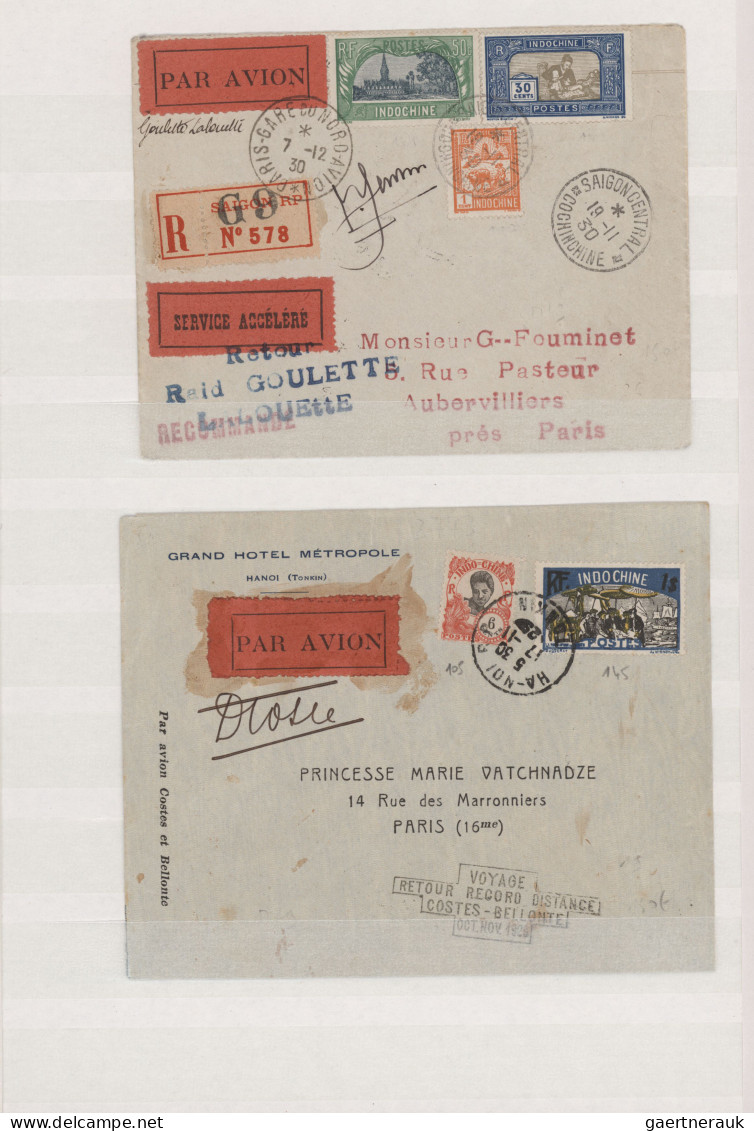 French Indochine: 1929/1932, Groupf Six Airmail Covers From/to French Indochina, - Storia Postale