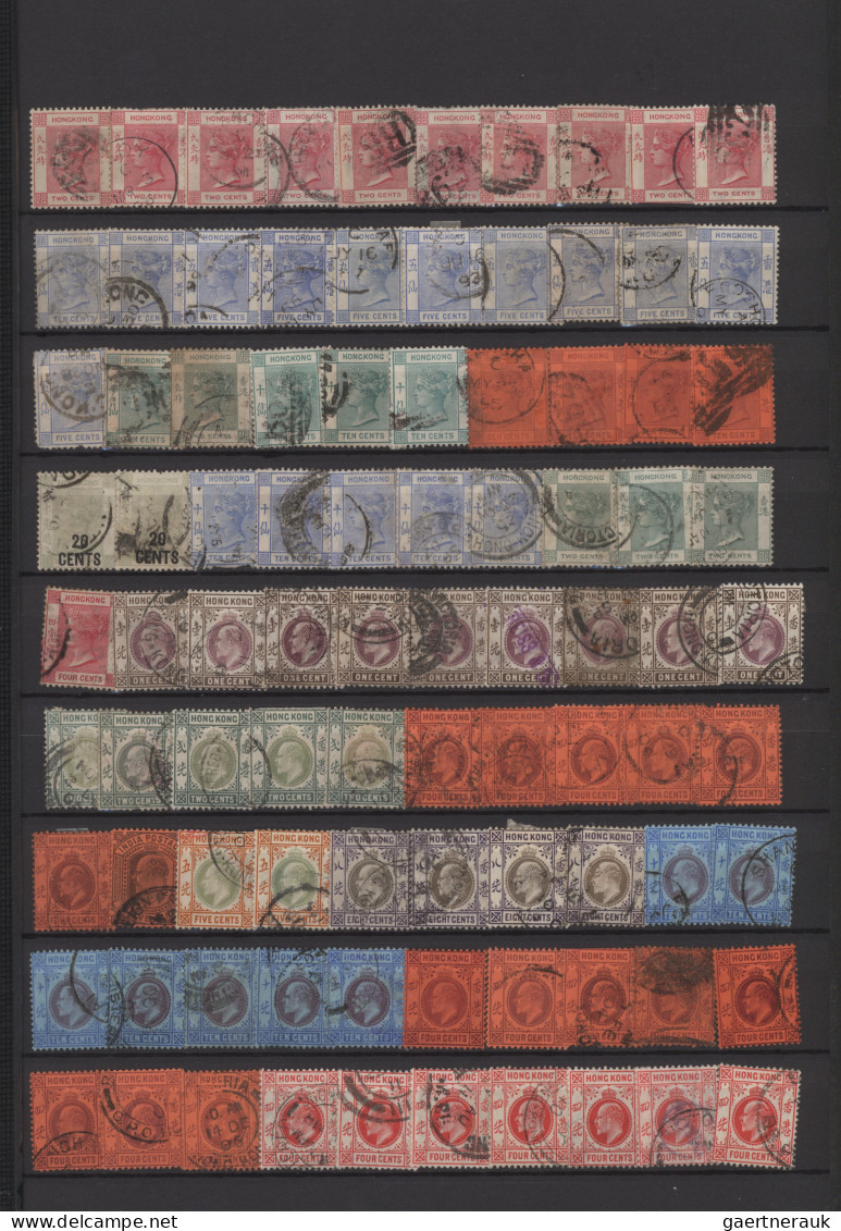 Hong Kong: 1863/1931, definitives QV-KGV, mostly used on stockcards and in stock