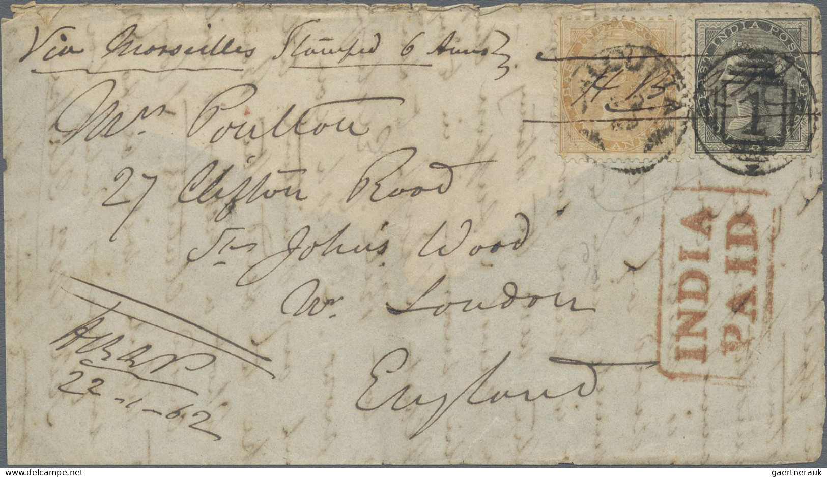 India: 1837/1909 Group Of 21 Covers And Postcards Including 1837 Letter Calcutta - 1852 Provinz Von Sind