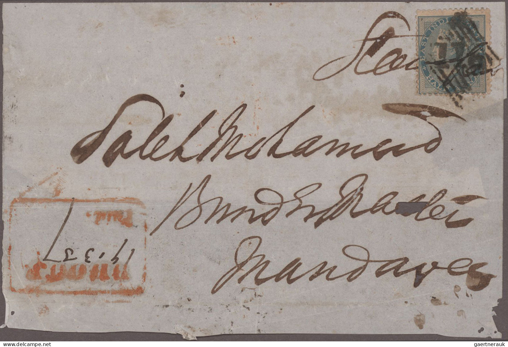 India: 1850's-1940's More Than 100 Covers, Postcards And Postal Stationery Items - 1852 Provincia Di Sind