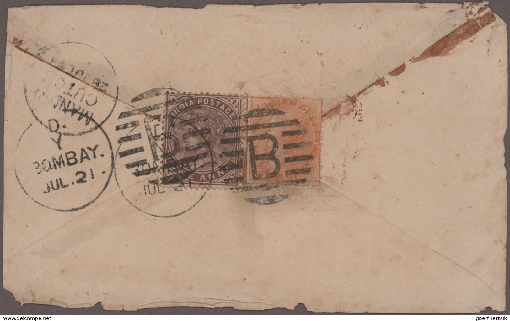 India: 1850's-1940's More Than 100 Covers, Postcards And Postal Stationery Items - 1852 Provincie Sind