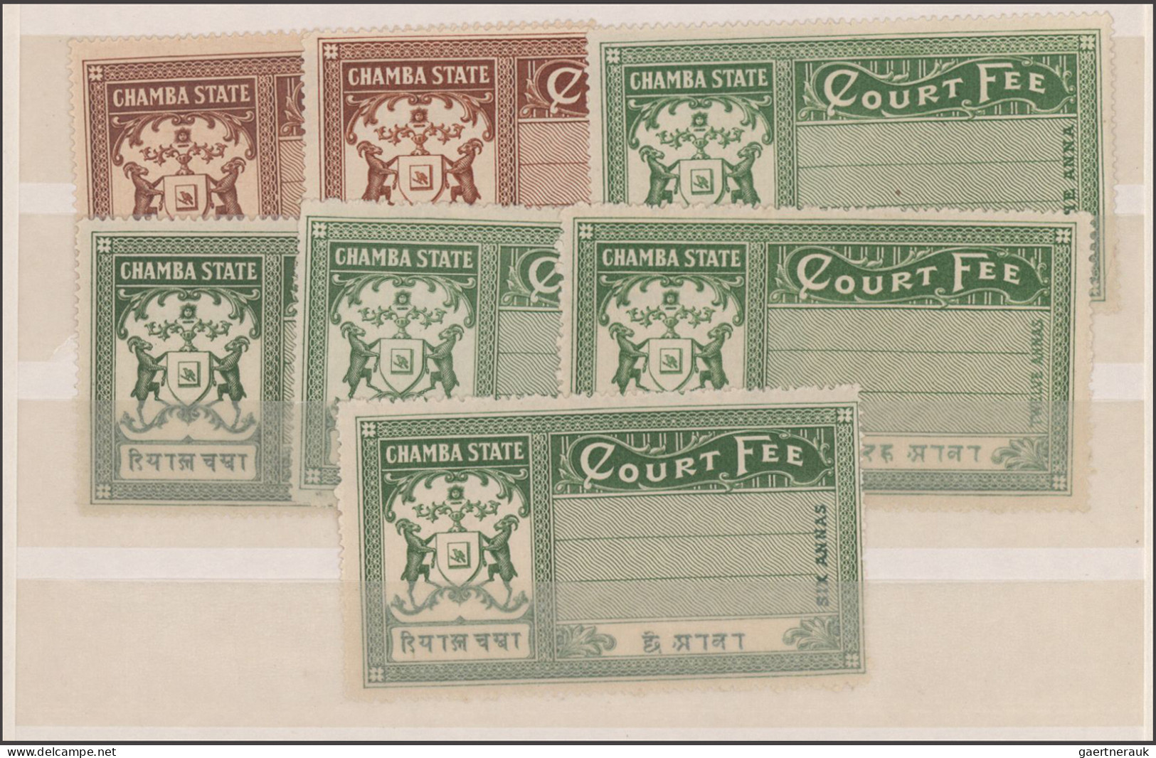 Chamba: 1938/1943 Group Of 25 Mint Stamps Of KGVI. Issues, Postage And Officials - Chamba