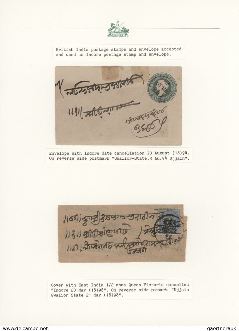 Indore: 1894/1930 (ca.), collection of 31 entires, arranged on written up album