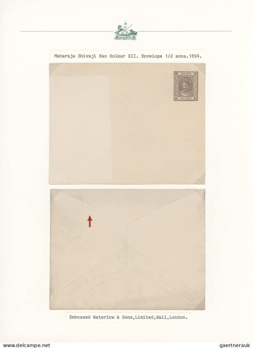 Indore: 1894/1930 (ca.), collection of 31 entires, arranged on written up album