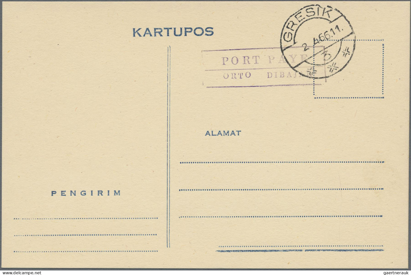 Indonesia - Postal Stationery: 1966, GRESIK, Local (emergency?) Issue, Lot Of 21 - Indonesien